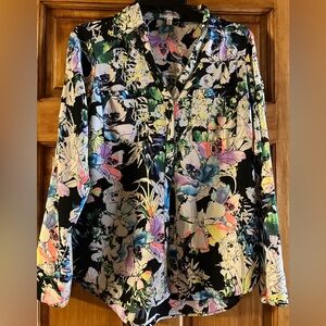 Express Portofino Multicolor Floral Button-down polyester Shirt
